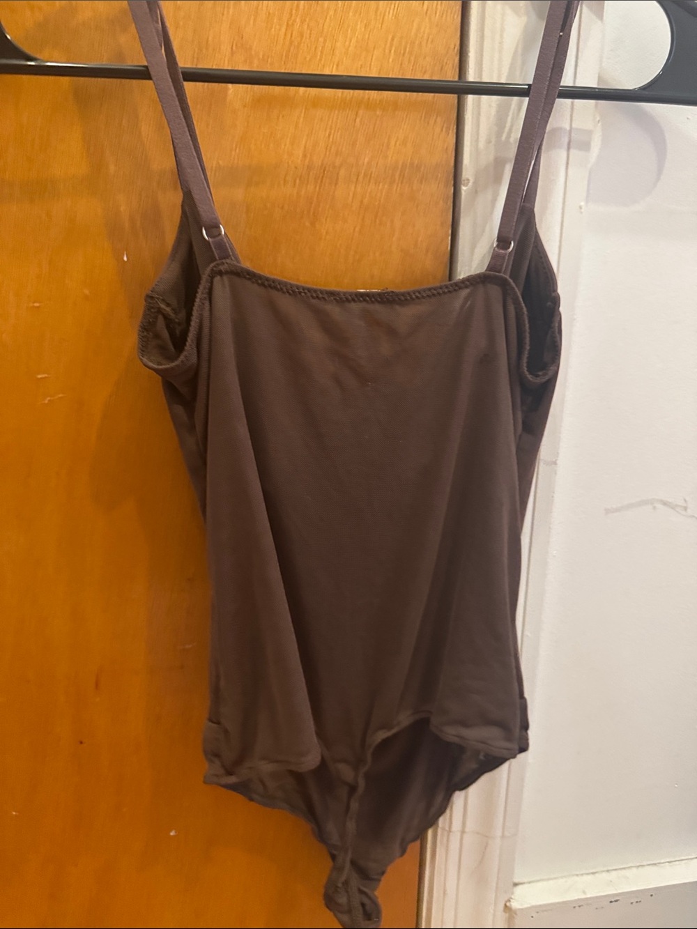 Free People Size M Women's Brown Satin Bodysuit with Front Hook Closure - Picture 4 of 4